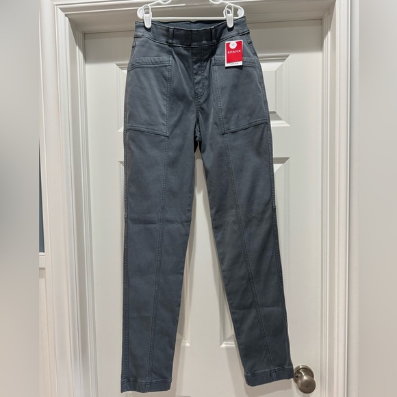 Spanx Stretch Twill Straight Leg Pant Hazy Blue Grey Sz XS Tall NWT - Picture 15 of 16